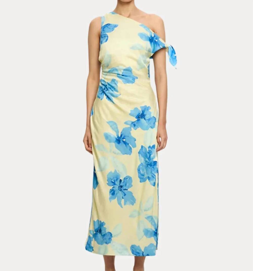 NEW KIVARI sophie midi dress in yellow blue